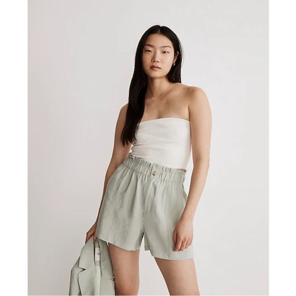 Madewell Seamed Pull-On Green Softdrape Paperbag Shorts Mint S